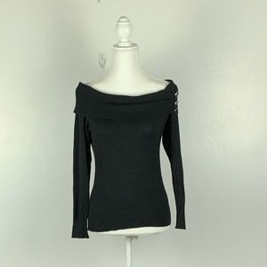 Black Off The Shoulder Sweatshirt